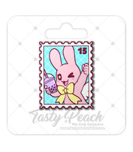 Load image into Gallery viewer, Chirii Boba Cheer Postage Stamp Kofi Pin Club Enamel Pin
