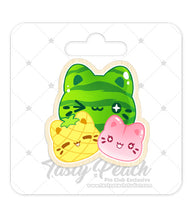 Load image into Gallery viewer, Meowchi Fruit Salad : Watermelon, Pineapple and Lychee Kofi Pin Club Wooden Pin
