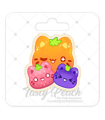 Meowchi Fruit Salad : Orange, Strawberry and Grape Kofi Pin Club Wooden Pin