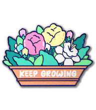 Load image into Gallery viewer, &quot;Keep Growing&quot; Floral Kofi Pin Club Enamel Pin
