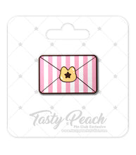 Load image into Gallery viewer, Meowchi Letter w/ Glitter Seal Kofi Pin Club Enamel Pin
